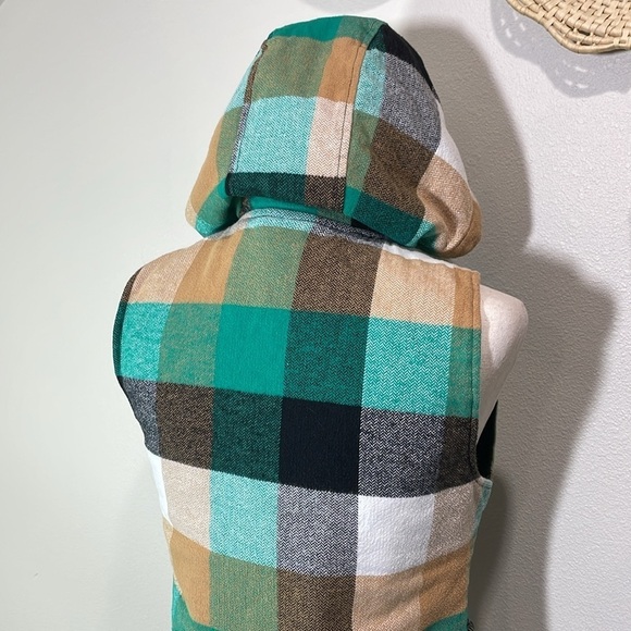 Kavu Zip Up Hooded Vest Kelly Green White Black Brown Tan Great for Fall Small - Picture 7 of 14